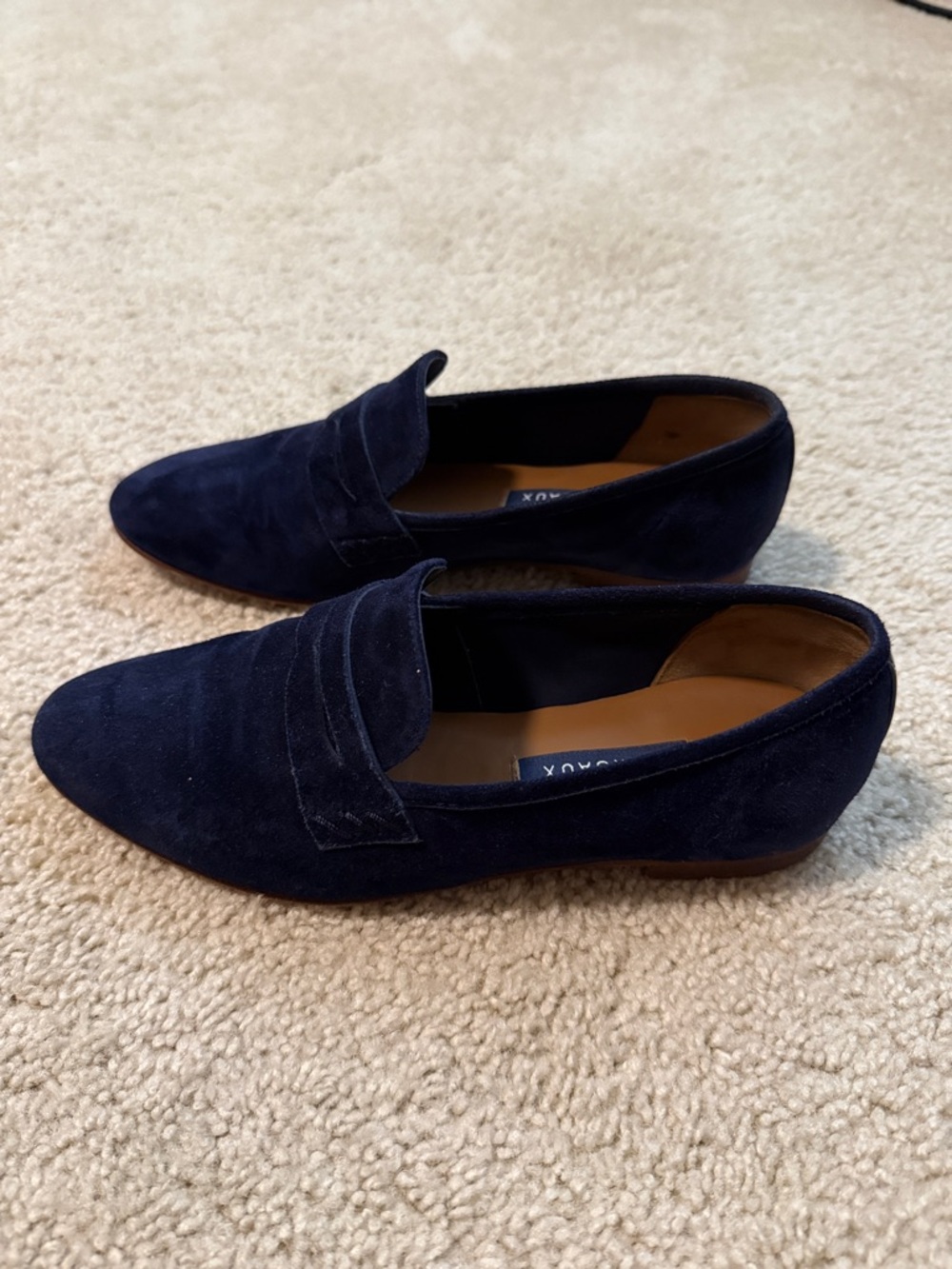 Margaux The Penny - Navy Blue Suede Loafer Flats 36M 6M - Picture 2 of 9